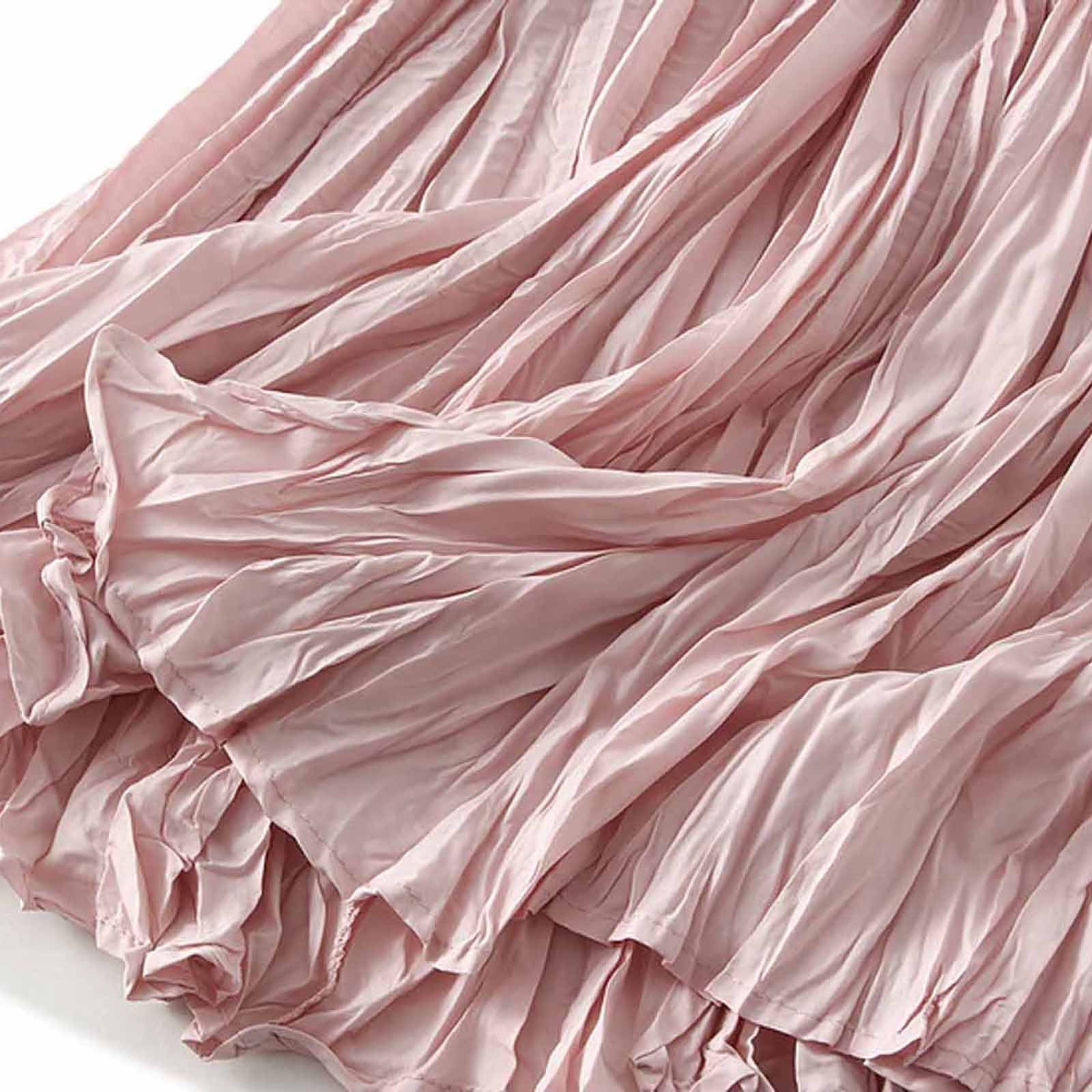 Cavosen Summer Skirts for Women Knee Length Midi Calf Length Skirts Pleated Pencil Skirts High Elastic Waist Solid Color Summer Skirts Flowy Slimming Dress Beachwear Pink