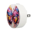 thumbnail image 2 of HemaKayy 2 Pack Round Automatic Sensor Dusk-to-Dawn LED Night Lights | Warm Sweet Wall Night Light for Home | Energy-Saving Dusk-to-Dawn Nightlight - Colorful Butterfly Oil Paint, 2 of 8