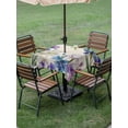 thumbnail image 3 of Blue Purple Flowers Outdoor Tablecloth - 60x60 Inch Square Dining Table Cover, Spring Seasonal Botanical Florals Waterproof Outdoor Table Cloth with Umbrella Hole & Zipper for Picnic/Patio/Party, 3 of 7