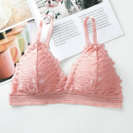 

Fantadool French Style Triangle Cup Bralette Deep V Lace Bras for Women Wireless Push Up Bra Thin Soft Underwear Lingerie