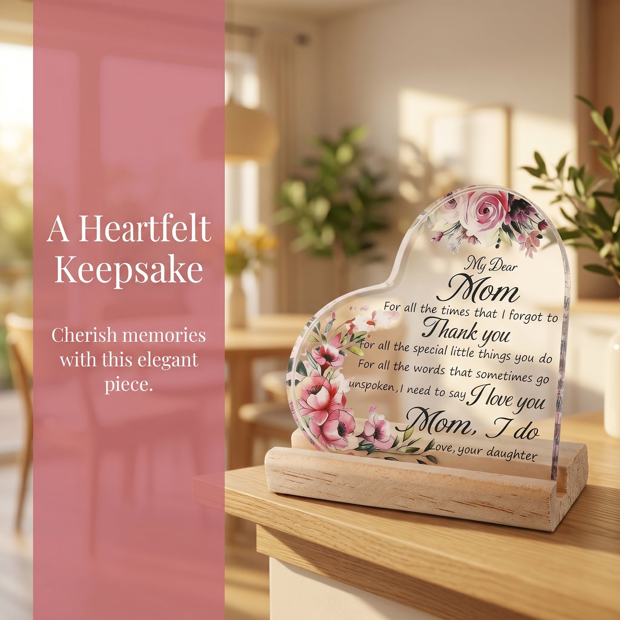 Unique Bargains Heart Wooden Sign  Square Tabletop Decor with Wooden Base  ["Style E"]