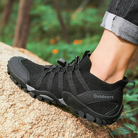 XDDST Womens Flats Comfortable Dressy Men and Women Round Toe Collision Wading Shoes Outdoor Camping Hiking Shoes Thick Sole Breathable Mesh Tracing Shoes Fishing Shoes Black