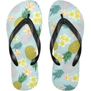 Bestwell Pineapple Frangipani Flip Flops Sandals for Women/Men, Soft Light Anti-Slip for Comfortable Walk, Suitable for House, Beach, Travel - XS