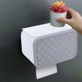 thumbnail image 2 of Caja de pañuelos, accesorios sin perforaciones, moderno almacenamiento en rack resistente al agua para el hogar Gris blanco Sunnimix Soporte de papel higiénico, 2 of 7