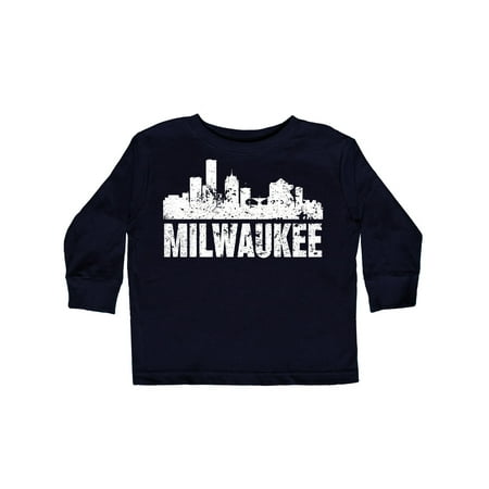 

Inktastic Milwaukee Skyline Grunge Gift Toddler Boy or Toddler Girl Long Sleeve T-Shirt