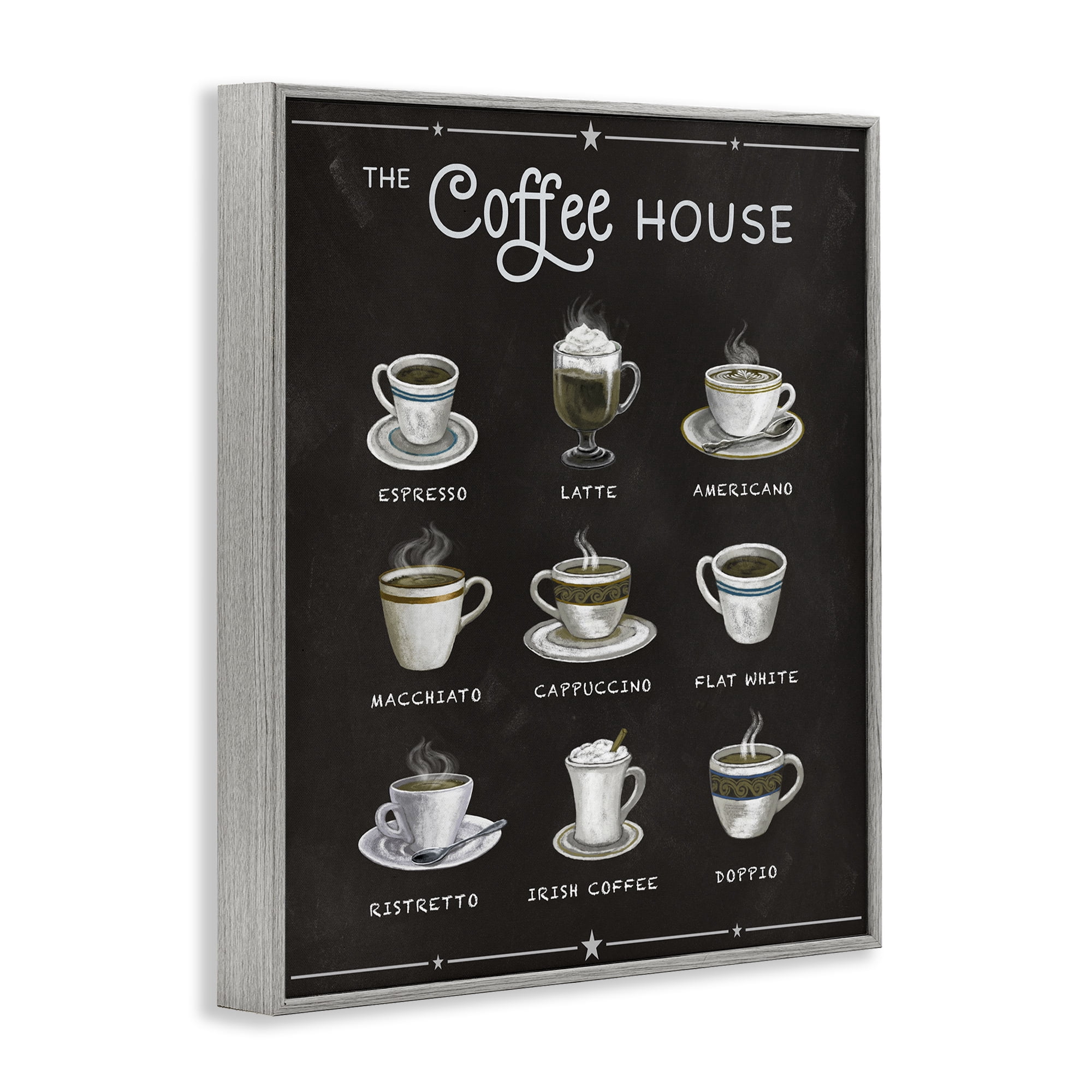 Stupell Industries The Coffee House Menu Gray Framed Giclee Art, design by Conrad Knutsen