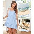 thumbnail image 4 of 100% Linen Ruffle Dress Sleeveless Spaghetti Strap Backless Summer Casual Beach Cami Dress, 4 of 9