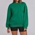 thumbnail image 4 of ADSSDQ Women's Oversized Crewneck Sweatshirts Pleated Pullover Casual Long Sleeve Sweaters Tops Teen Girls Preppy Clothes Dark Green M, 4 of 6