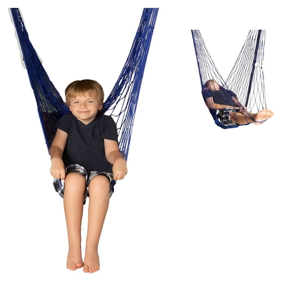 LAMIRO Portable Nylon Kids Hammock Chair, Blue