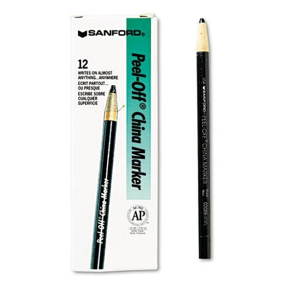 Sanford Marqueurs Encre Pelables Chine, Noir, Douzaine