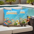 thumbnail image 4 of Say Hello to Summer Outdoor Pillow Covers Pack of 2 Coastal Watercolor Blue Beach Slippers Flower Fish Waterproof Throw Pillow Covers Decorative Cushion Cases for Patio Garden Tent Balcony 18x18 inch, 4 of 9