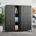 thumbnail image 6 of Aobabo 9 Doors Metal Storage Locker Cabinet for Employees, Storage Locker for School Office Gym Bedroom, Industrial Steel Storage Locker with 18 Hooks, Black, Assembly Required, 6 of 7