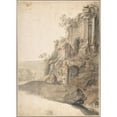 thumbnail image 2 of Cornelis Van Poelenburch 14x18 Black Ornate Wood Framed Double Matted Museum Art Print Titled - Landscape with Roman Ruins (1609-67), 2 of 5