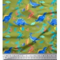 thumbnail image 1 of Soimoi Green polyester Crepe Fabric Balloon & Dinosaur Kids Print Sewing Fabric Yard 52 Inch Wide, 1 of 3