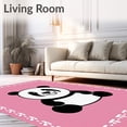 thumbnail image 2 of ODIKA 3'x5' Machine Washable Non-Slip Area Rug, Fuzzy Wilderness Critter Huggable Panda Accent High Traffic Rug with Pad, Pink, 725174, 2 of 8