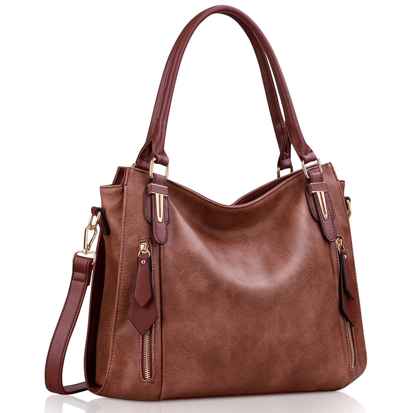 JOYSON Women's Shoulder Bag,Handbags,Tote Zipper Purse PU Leather Top-handle Satchel Bags Ladies Medium Coffee