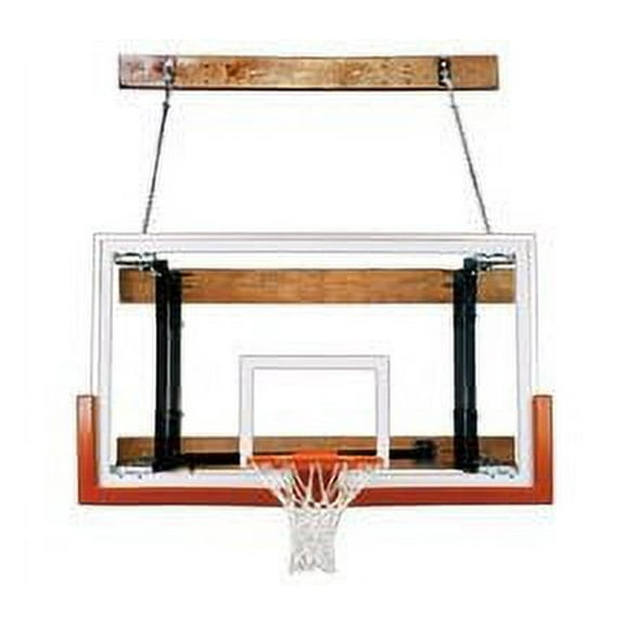 First Team FoldaMount46 Victory Steel-Glass Side Folding Wall Mounted Basketball System44; Black