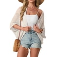 thumbnail image 4 of Womens Crochet Cardigan Lightweight Open Front Beach Cover Up Knit Long Dolman Sleeves Summer Outfits, 4 of 7