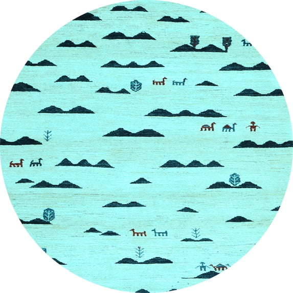 Ahgly Company Indoor Round Solid Light Blue Modern Area Rugs, 5' Round