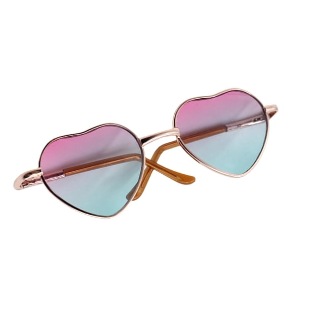Figuras de gafas perfecl para muñecas pequeñas gafas de corazón morado a verde