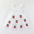 thumbnail image 5 of HJYCHN Dresses for Girls Sleeveless Cherry Print Tiered Dress with Flutter Straps for Back to School Clothes for Girls 5-6 Years, 5 of 9