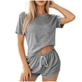 thumbnail image 2 of BUIGTTKLOP Lounge Sets for Women Crewneck Short Sleeve Tops Drawstring High Waisted Shorts 2 Piece Outfits, 2 of 6