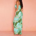 thumbnail image 4 of Vestido Vestido largo con estampado floral Sin espalda Vestido ajustado con tirantes para mujer Traje de vacaciones sexy Kuymtek Verde T L para Mujer, 4 of 6