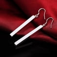 thumbnail image 2 of Grandest Birch Silver Plated Long Dangle Bar Ear Hook Wedding Bridal Women Earrings Copper, Silver Plated Silver, 2 of 5