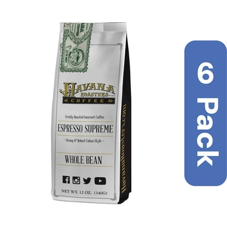 Havana Roasters Espresso Supreme Whole Bean Coffee 12 oz (Pack of 6)