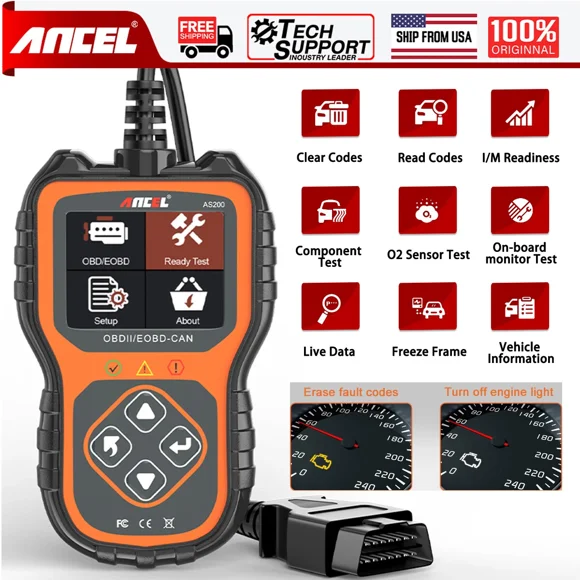 ANCEL AS200 Lecteur de Code OBD2 pour Moteur, Outils de Diagnostic de Vérification de Transmission