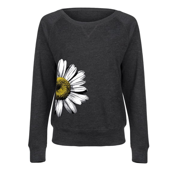 Instant Message - Daisy Side - Women's French Terry Long Sleeve Pullover