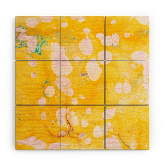 Society6 SunshineCanteen Yellow Cosmic Marble Wood Wall Mural 3' x 3'