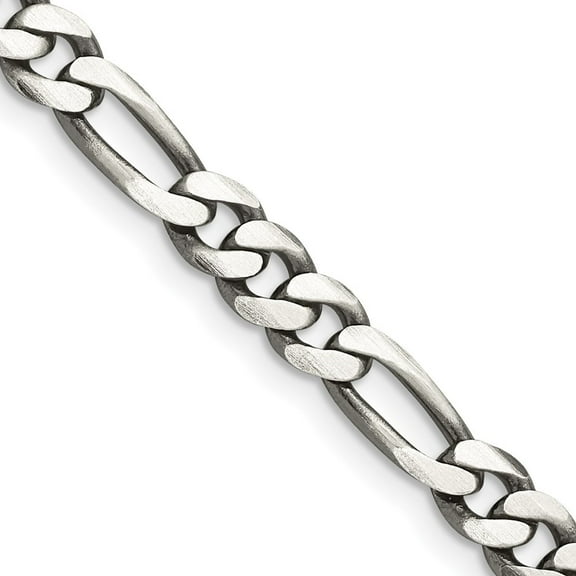 Auriga 925 Sterling Silver Antiqued 5.5 mm Figaro Chain Necklace for Women 20"