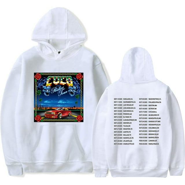 Cuco Ridin’ Tour Merch Hoodie Pockets Drawstring Unisex Hooded Sweatshirt Fashion Clothing,White,S