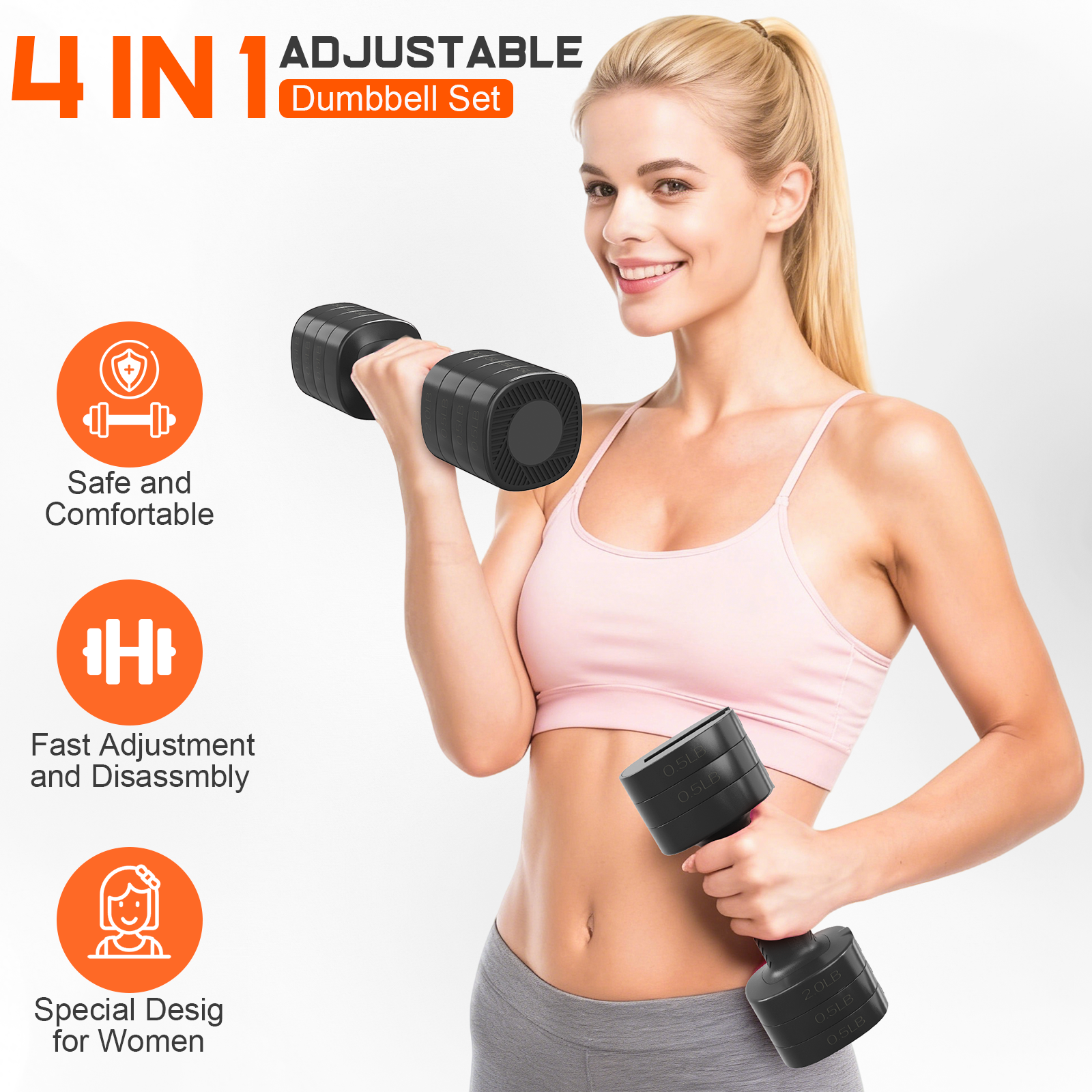 Gikpal Adjustable Dumbbells Set 2-5lbs, Pair photo 5