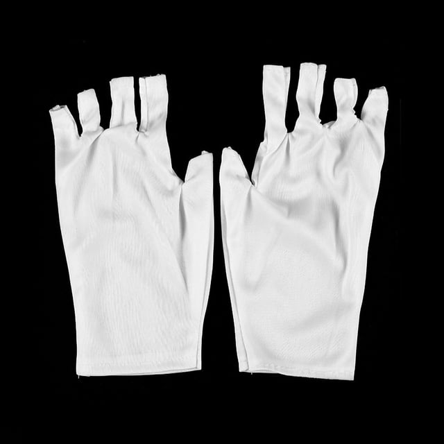 Guante Con Protección UV, Guantes De Protección Profesionales Blancos De Punto Elásticos Sin Dedos Para Manicura