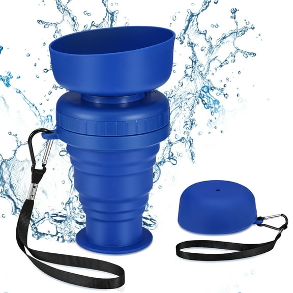 Senhu Collapsible Dog Water Bottle with Bowl Attached - 17oz Travel Water Bottle for Dogs On The Go - 100% Food Grade Silicone Dog Water Bottle Portable for Walking, Hiking, Camping - Dishwasher Safe