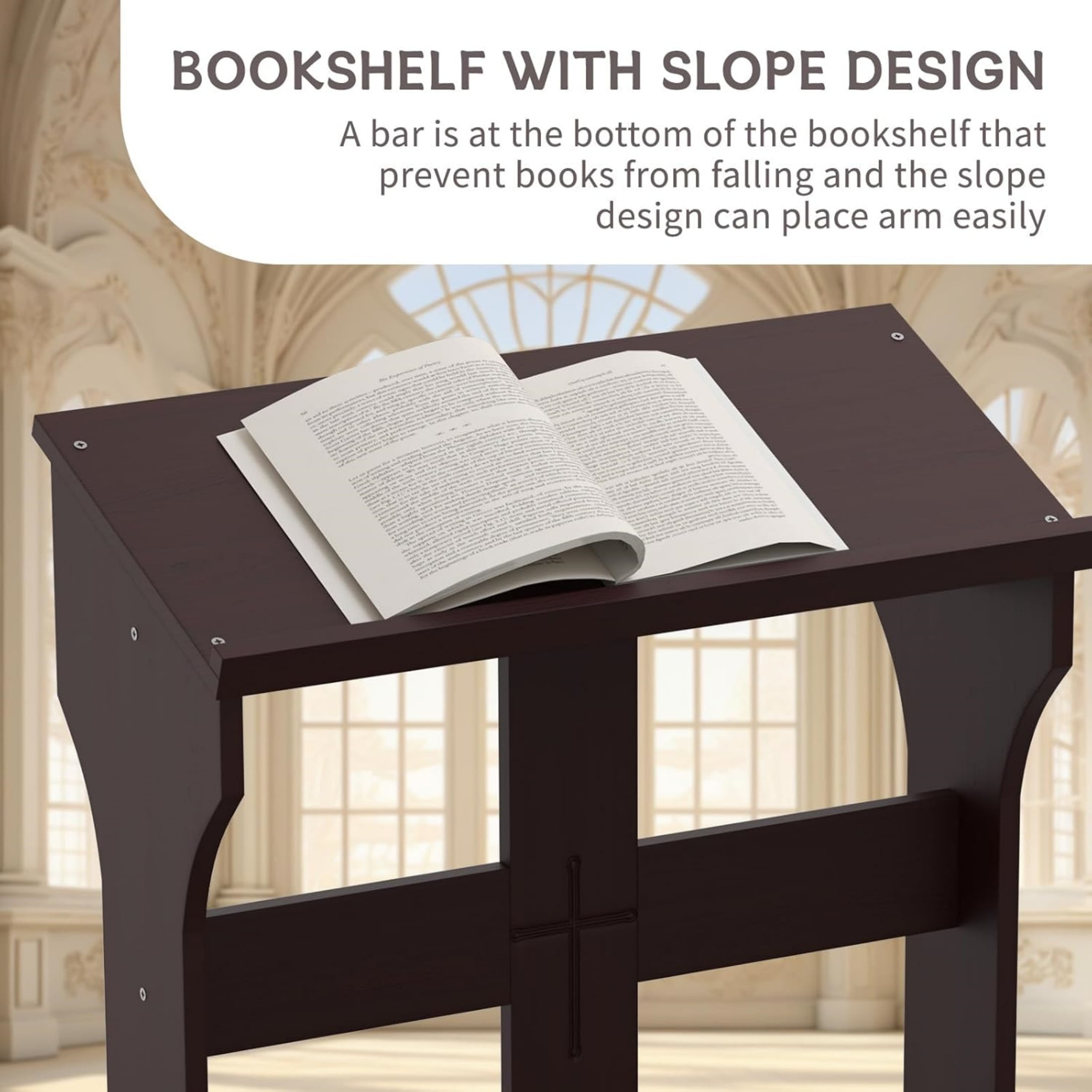 Gtouse Prayer Bench, Padded Prayer Kneeler with Book Shelf and Cushion, Prayer Table Chair Stool for Home & Church, 23.1" x 20.4" x 32.8"