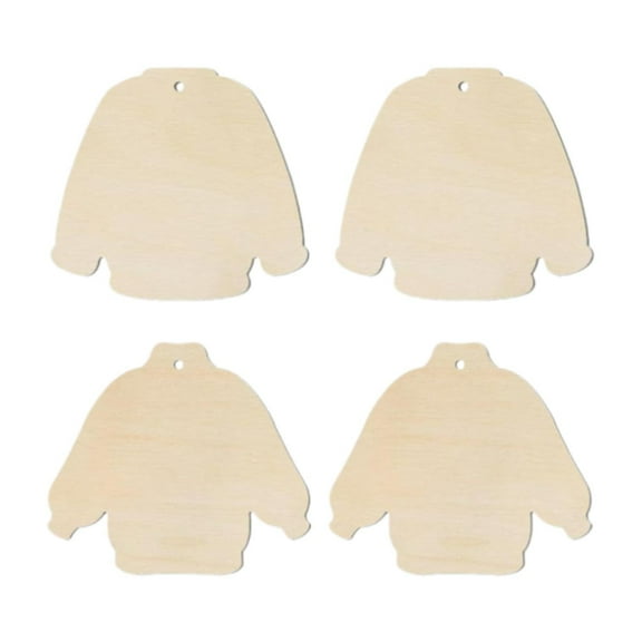 Dualoai 40Pcs Unfinished Wooden Sweater Cutouts Ornaments for Crafting Kids Painting