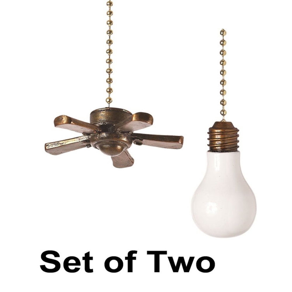 Ceiling Fan & Bulb Shaped Ceiling Fan Pulls For Fan Or Set Of Two