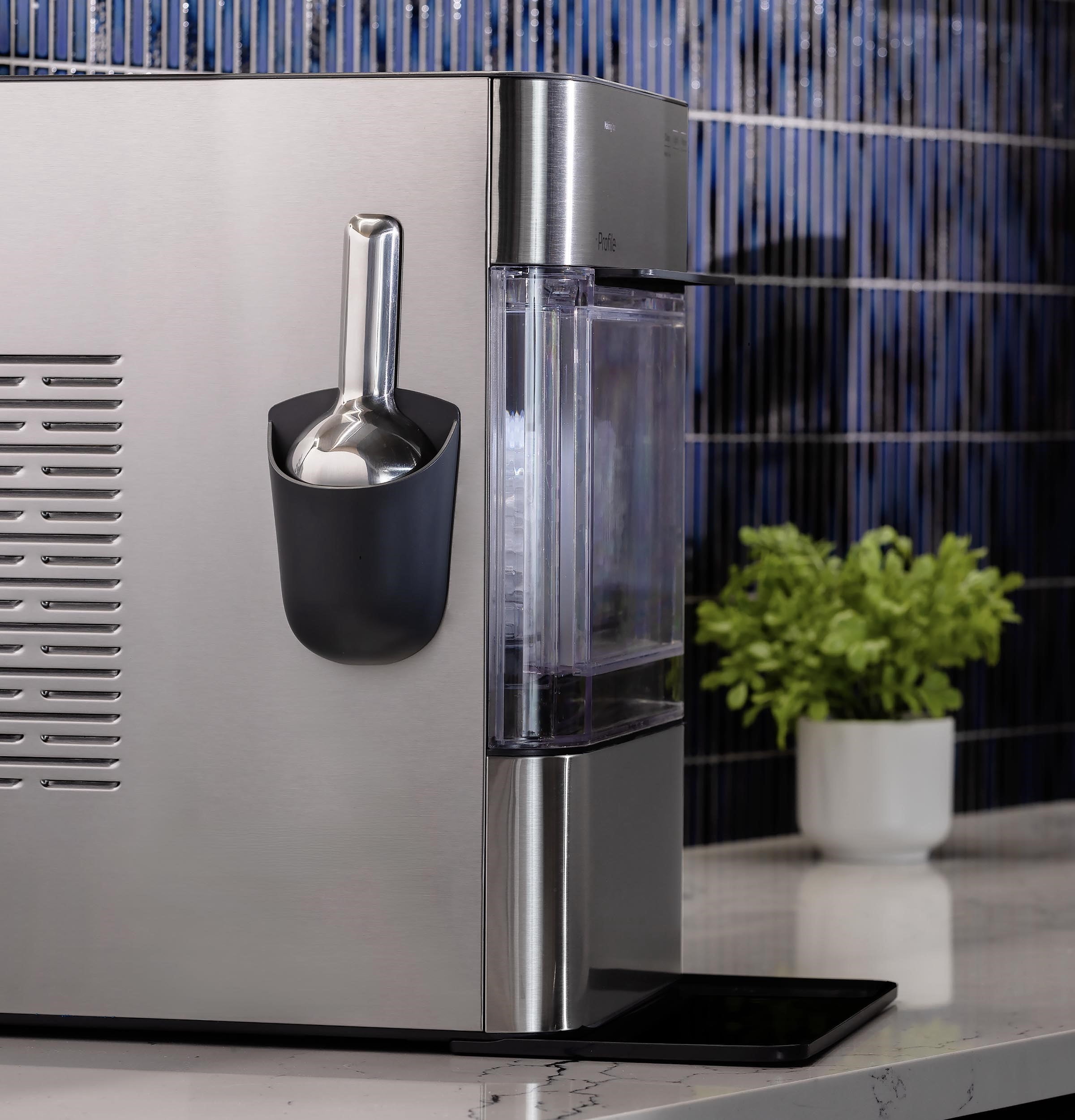 GE Profile Opal 2.0 Ultra Nugget Ice Maker with Scale Inhibiting Filter, Scoop Included, 38 lbs in 24 Hours, Pellet Ice Machine with WiFi & Smart Connected, Stainless Steel