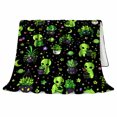 thumbnail image 2 of Whimsical Cartoon Aliens in a Botanical Garden, Warm Flannel Blanket for Sunroom and Reading Nook, Celestial Art Lovers Valentine's Day Gift, Playful Home Decor, 2 of 9