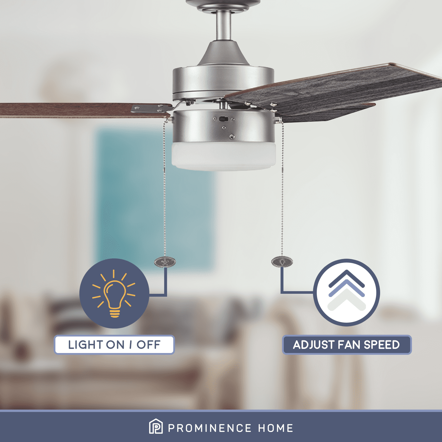 Prominence Home Reston 42″ Pewter Ceiling Fan with Light, 3 Blades, Pull Chains & Reverse Airflow Sansujyuku sansujyuku.com