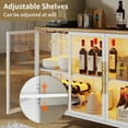 thumbnail image 4 of 47.2"Farmhouse Wine Bar Cabinet with 13 Colors LED Lights Metal Wood Liquor Coffee Bar Cabinet with Glass Holder & Wine Rack Glass Buffet Sideboard with 3 Doors& Adjustable Shelves White, 4 of 7