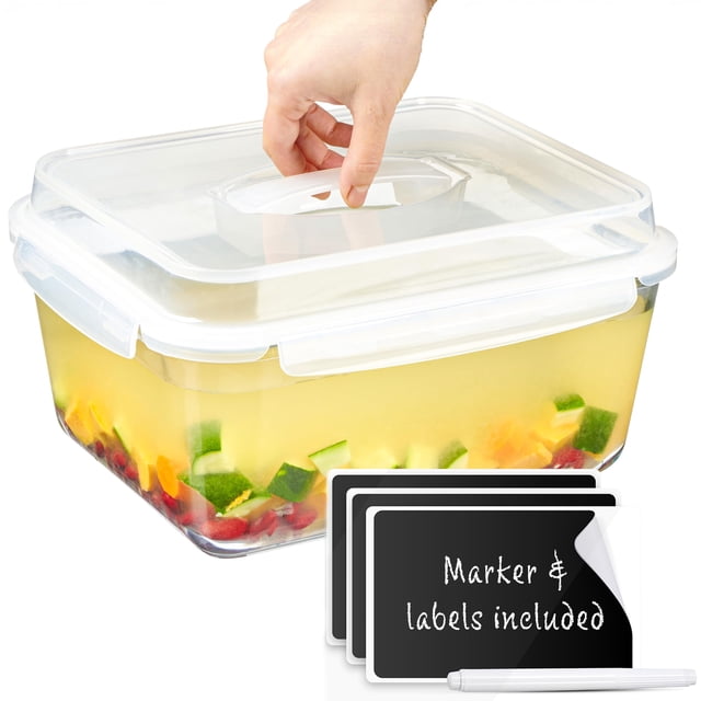 + ETIQUETAS ADICIONALES. Recipiente de vidrio para almacenamiento de alimentos de 6500 ml con tapa