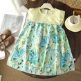 thumbnail image 2 of LJEFF Girls Floral Dresses with Pockets, Ruffle Short Sleeve Casual Cute Kids Summer Midi Princess Dresses Green Size 8 T, 2 of 5
