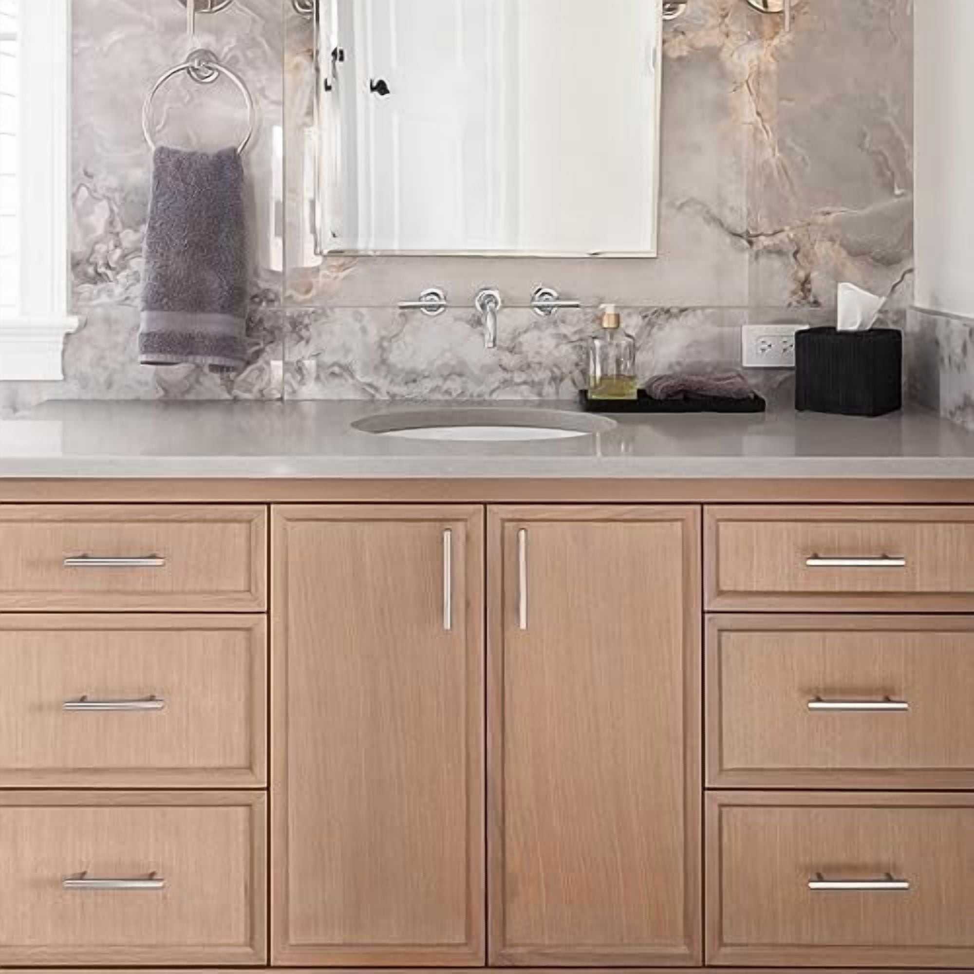 30 Pack Brushed Nickel Cabinet Handles 3 Inch Hole Center Drawer Pulls Stainless Steel Cabinet Pulls Silver Kitchen Handles Cabinet Hardware for Drawers, Cupboards - 5" Length,
