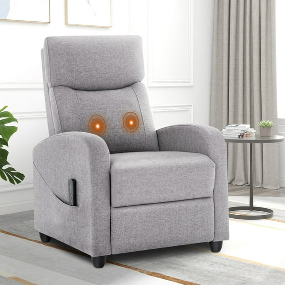 Recliner Chair, Modern Fabric Single Sofa Chair with Padded Seat and Massage Backrest for Home Theater Living Room, Gray