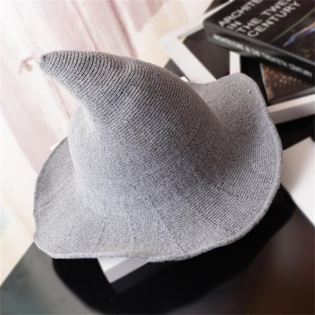 Xihbxyly Gorro de Bruja de Lana, Diseño Moderno de Punto, Calidez Invernal, Plegable y Empacable, Accesorio Funcional y Elegante, Perfecto para Halloween, Navidad y Cosplay, Capucha de 56-58 Cm.