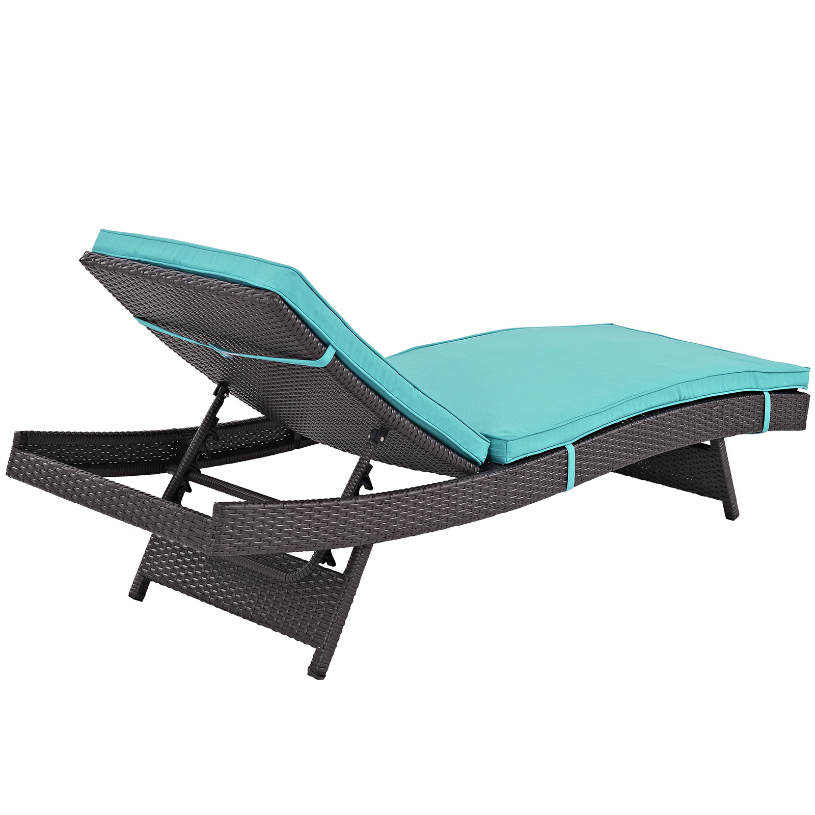 Modway Convene Chaise Outdoor Patio Set of 4 in Espresso Turquoise - image 5 of 5